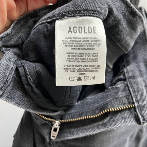 Agolde Sophie Black Skinny Jeans Distressed Fray Denim Jeans Sz 23 - Picture 10 of 15